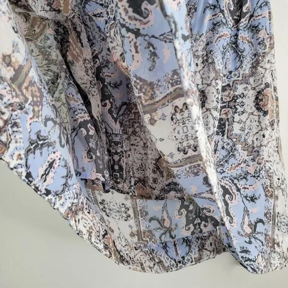 FREE PEOPLE Darcy Swing Sleeveless Blue and White Abstract Print Top Size Medium - Picture 8 of 12